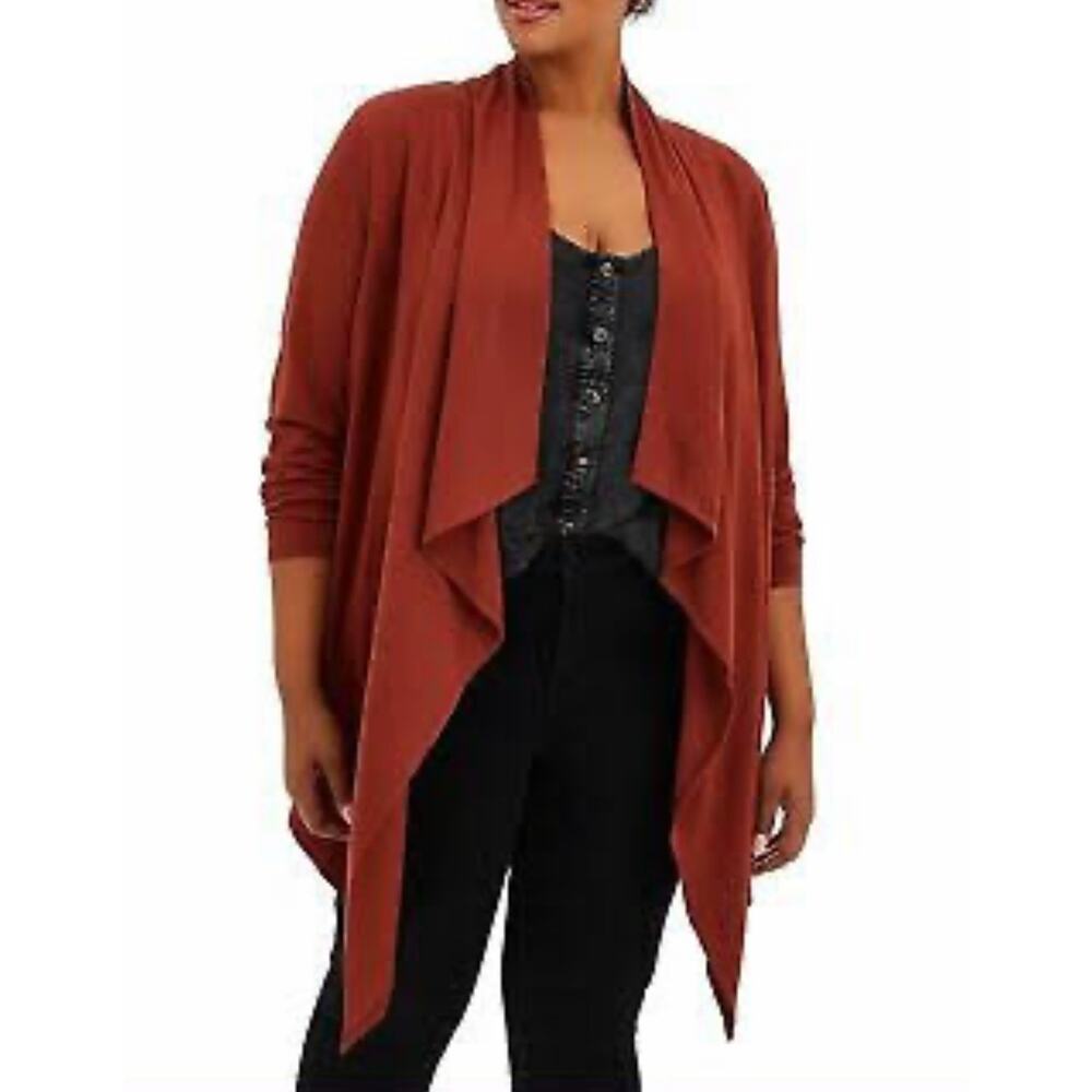 East 5th Open Front Asymmetrical Hem Knit Cardigan Size 1X NWT Burnt Orange - Picture 1 of 9